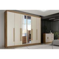 Guarda Roupa Casal 6 Portas (2 C/ Espelho) E 6 Gavetas Bragança/coimbra Cumaru/fendi 25 - Novo Horizonte - 1