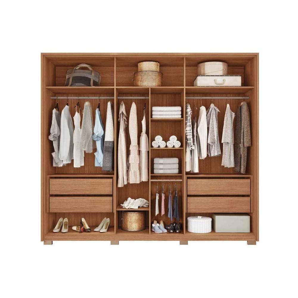 Guarda Roupa Casal 6 Portas (2 Ripadas) E 4 Gavetas New Comodus Buriti/off White - Caemmun - 3