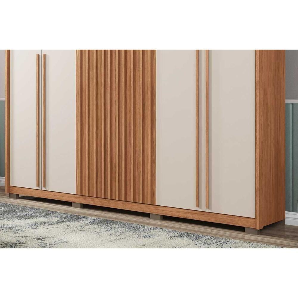 Guarda Roupa Casal 6 Portas (2 Ripadas) E 4 Gavetas New Comodus Buriti/off White - Caemmun - 5