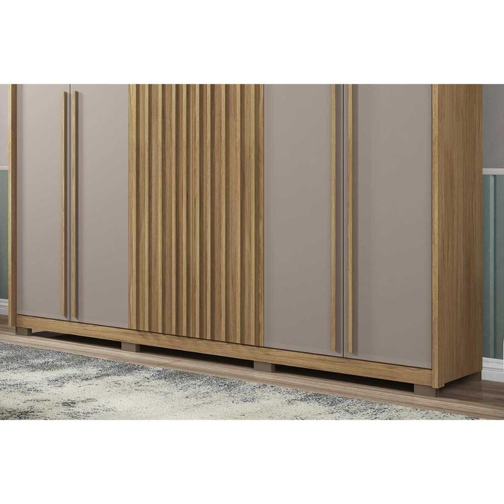 Guarda Roupa Casal 6 Portas (2 Ripadas) E 4 Gavetas New Comodus Buriti/fendi - Caemmun - 3