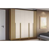 Guarda Roupa Casal 6 Portas (2 Ripadas) E 4 Gavetas Jamile Cinamomo/off White - Acp - 1