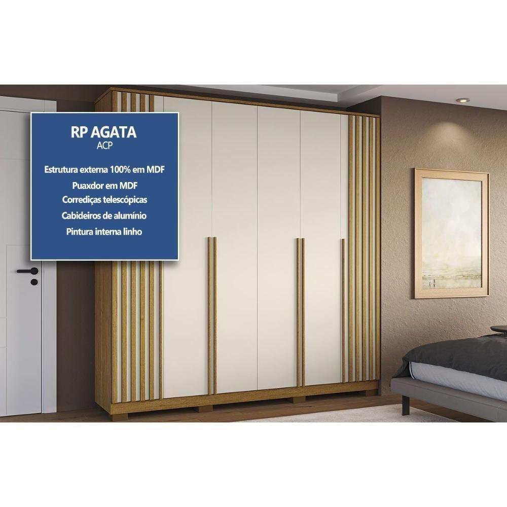 Guarda Roupa Casal 6 Portas (2 Ripadas) E 4 Gavetas Jamile Cinamomo - Acp - 2