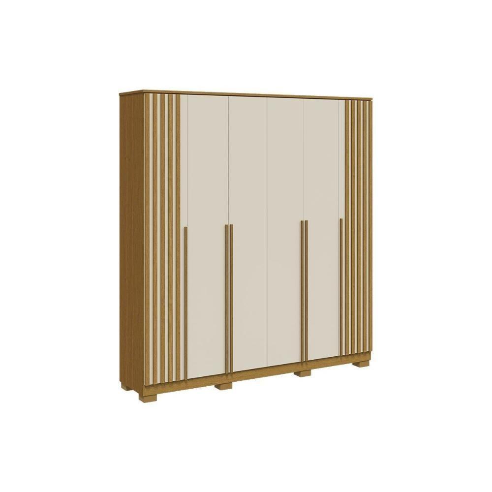 Guarda Roupa Casal 6 Portas (2 Ripadas) E 4 Gavetas Jamile Cinamomo - Acp - 6