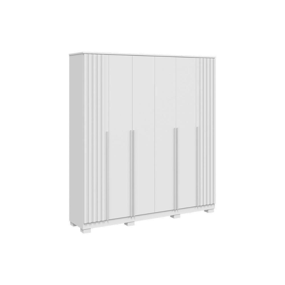 Guarda Roupa Casal 6 Portas (2 Ripadas) E 4 Gavetas Jamile Branco - Acp - 5