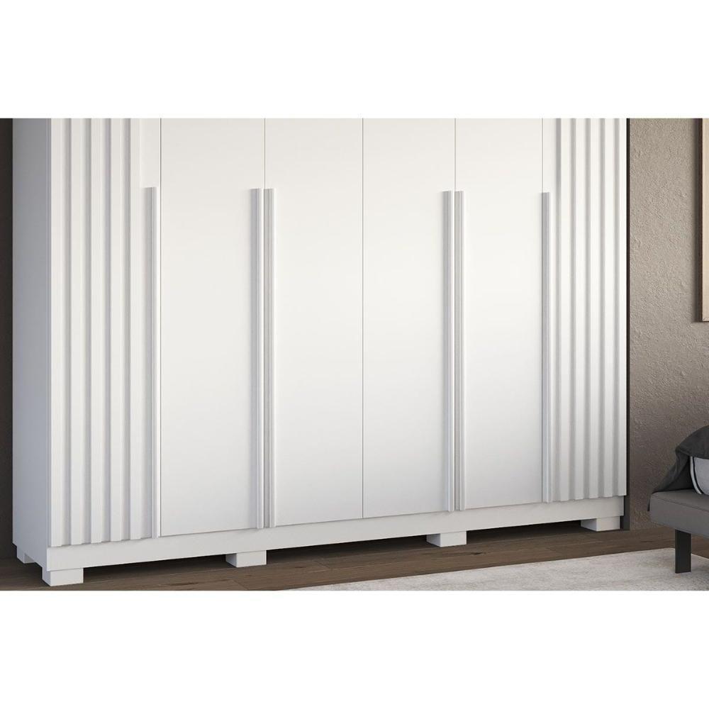 Guarda Roupa Casal 6 Portas (2 Ripadas) E 4 Gavetas Jamile Branco - Acp - 8