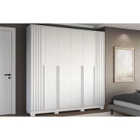 Guarda Roupa Casal 6 Portas (2 Ripadas) E 4 Gavetas Jamile Branco - Acp - 1