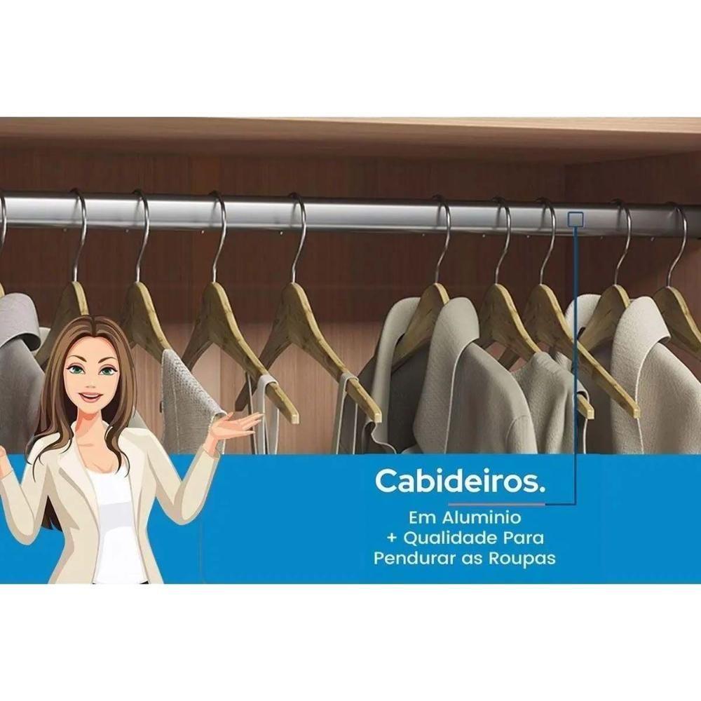 Guarda Roupa Casal 6 Portas (2 C/ Espelho) E 9 Gavetas C/ Pés Colombo 6.9 Jatobá - Santos Andirá - 3