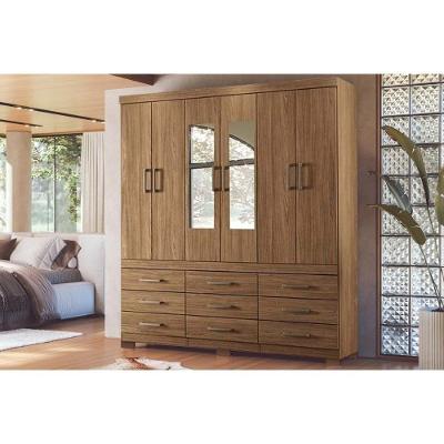 Guarda Roupa Casal 6 Portas (2 C/ Espelho) E 9 Gavetas C/ Pés Colombo 6.9 Jatobá - Santos Andirá