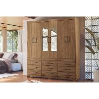 Guarda Roupa Casal 6 Portas (2 C/ Espelho) E 9 Gavetas C/ Pés Colombo 6.9 Jatobá - Santos Andirá - 1