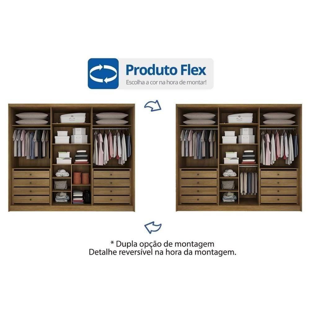 Guarda Roupa Casal 6 Portas (2 C/ Espelho) E 8 Gavetas Bandeira/himalaia Cumaru/fendi 25 - Novo Horizonte - 3