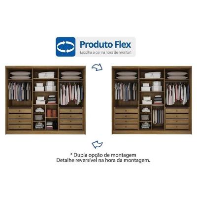 Guarda Roupa Casal Bandeira-Himalaia Cumaru-Fendi 25 6 Portas de Bater 8 Gavetas