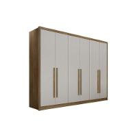 Guarda Roupa Casal 6 Portas (2 C/ Espelho) E 8 Gavetas Bandeira/himalaia Cumaru/fendi 25 - Novo Horizonte