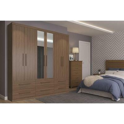 Guarda Roupa Casal PH 1691 6 Portas de Bater 8 Gavetas Nogueira MDP Herval