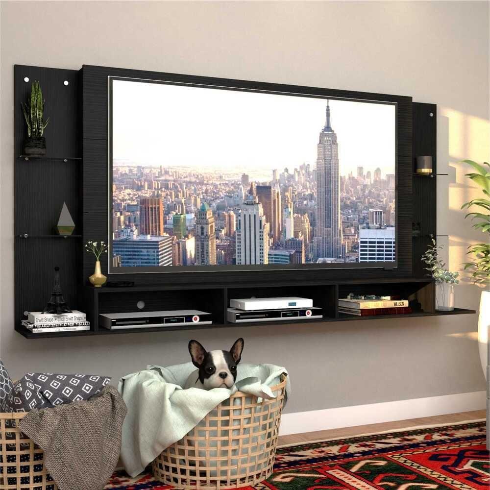 Painel Tv até 65" Prateleiras Vidro Braga Plus Multimóveis - 3