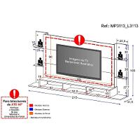 Painel Tv até 65" Prateleiras Vidro Braga Plus Multimóveis - 5