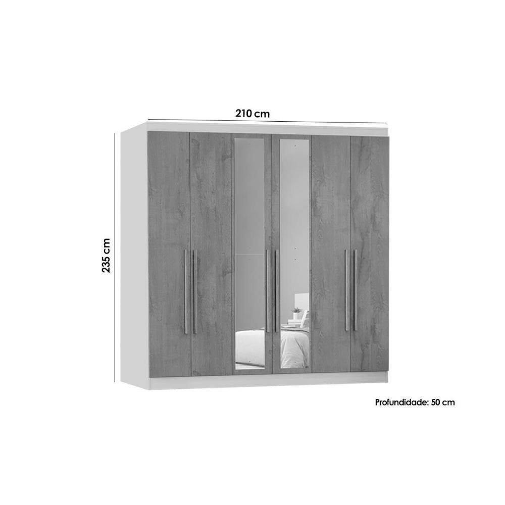 Guarda Roupa Casal 6 Portas (2 C/ Espelho) E 6 Gavetas Oslo Peroba/off White - Europa - 2