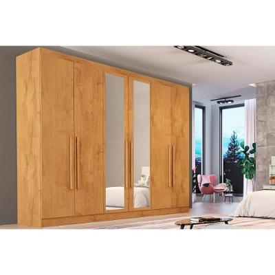 Guarda Roupa Casal 6 Portas (2 C/ Espelho) E 6 Gavetas Oslo Peroba - Europa