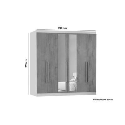 Guarda Roupa Casal Oslo Braúna 6 Portas de Bater 6 Gavetas Braúna Europa