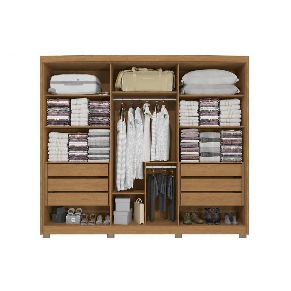 Guarda Roupa Casal 6 Portas (2 C/ Espelho) E 6 Gavetas Cb01n566 Canela - Kappesberg - 3