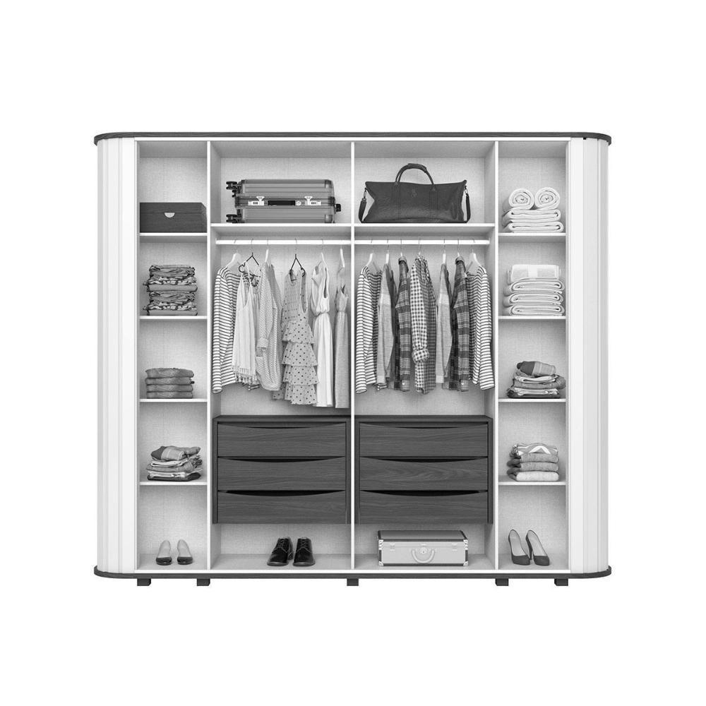 Guarda Roupa Casal 6 Portas (2 C/ Espelho) E 6 Gavetas C/ Pés Premium Off White/nature - Henn - 4
