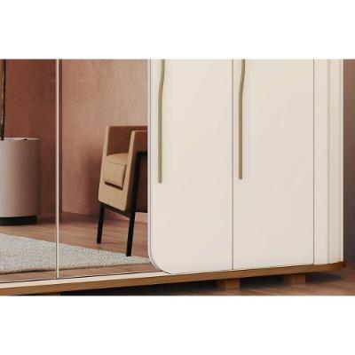 Guarda Roupa Casal 6 Portas de Bater 6 Gavetas Off White MDF com Espelho Henn