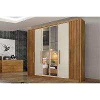 Guarda Roupa Casal 6 Portas (2 C/ Espelho E 2 Ripadas) E 8 Gavetas Bolonha/santoro Cumaru 23 - Novo Horizonte