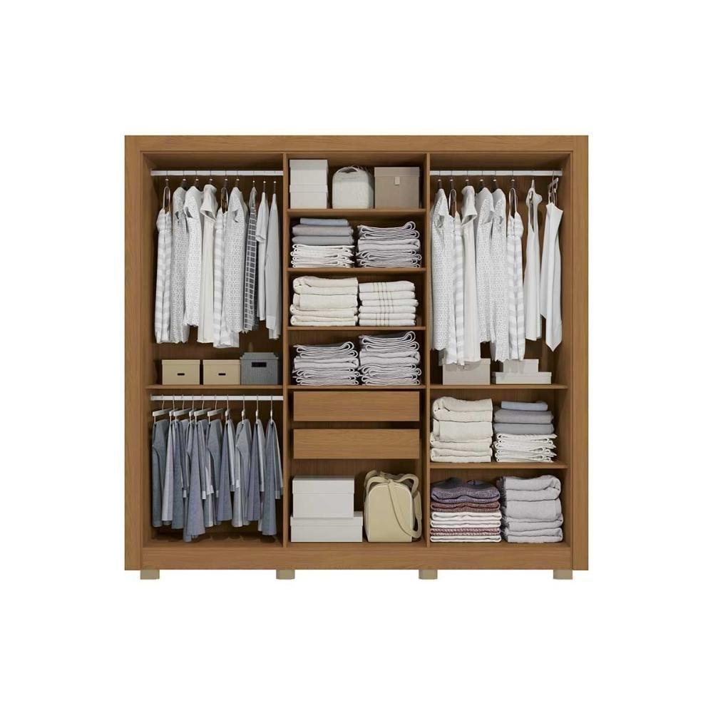 Guarda Roupa Casal 6 Portas (2 C/ Espelho) E 2 Gavetas Cb01m569 Nogueira/branco - Kappesberg - 3