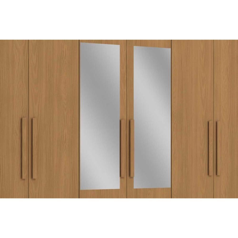Guarda Roupa Casal 6 Portas (2 C/ Espelho) E 2 Gavetas Cb01m569 Nogueira/branco - Kappesberg - 5