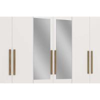 Guarda Roupa Casal 6 Portas (2 C/ Espelho) E 2 Gavetas Cb01m569 Nogueira/branco - Kappesberg