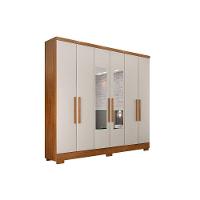 Guarda Roupa Casal 6 Portas (2 C/ Espelho) E 2 Gavetas C/ Pés Milly/veneza Cumaru/fendi 25 - Novo Horizonte - 1