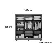 Guarda Roupa Casal 6 Portas (2 C/ Espelho) E 2 Gavetas C/ Pés Milly/veneza Cumaru/fendi 25 - Novo Horizonte - 2