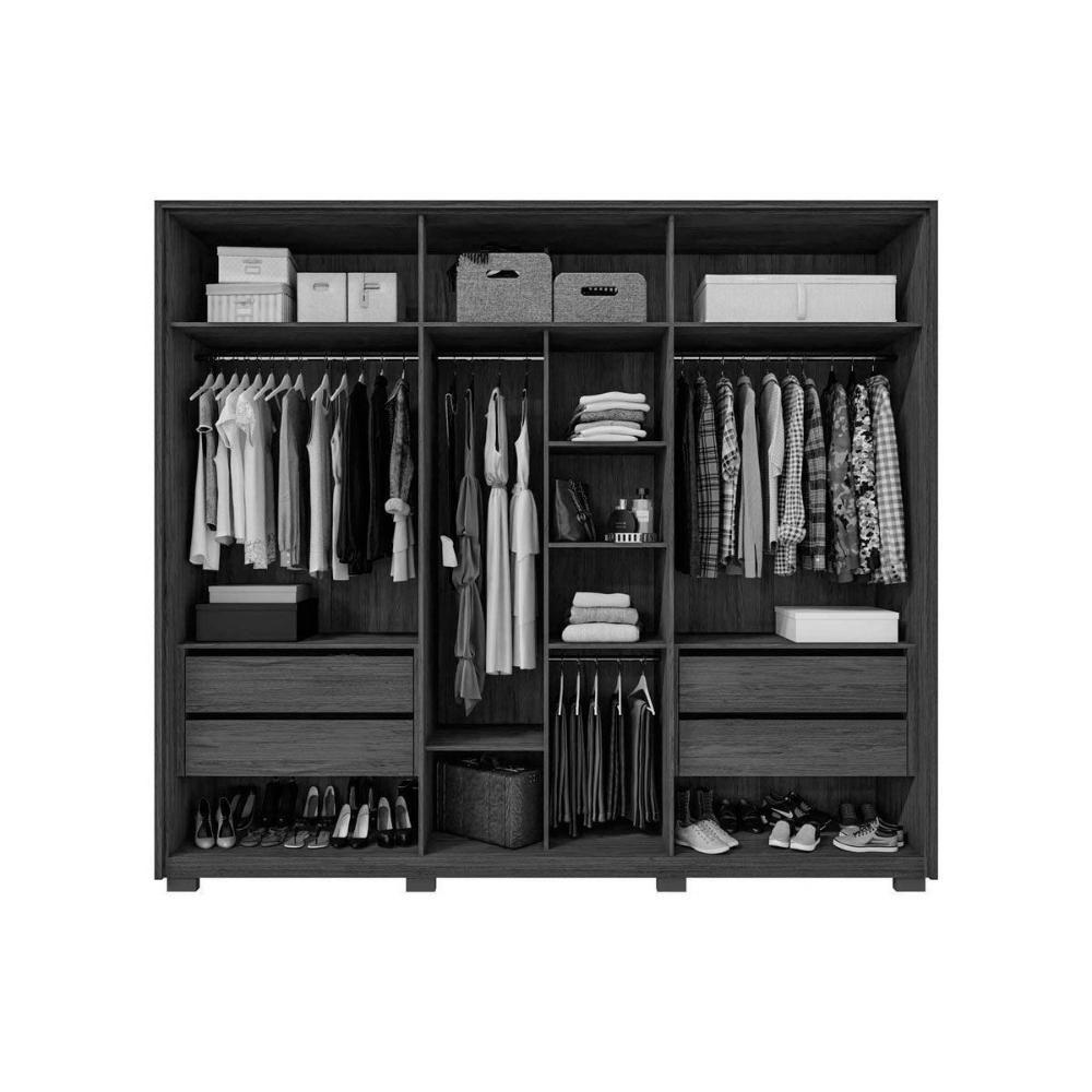 Guarda Roupa Casal 6 Portas E 4 Gavetas C/ Vidro Reflecta Reflex Buriti - Caemmun - 3