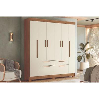 Guarda Roupa Casal 6 Portas E 4 Gavetas C/ Pés Guarapuava 6.4 Jatoba/areia - Santos Andirá