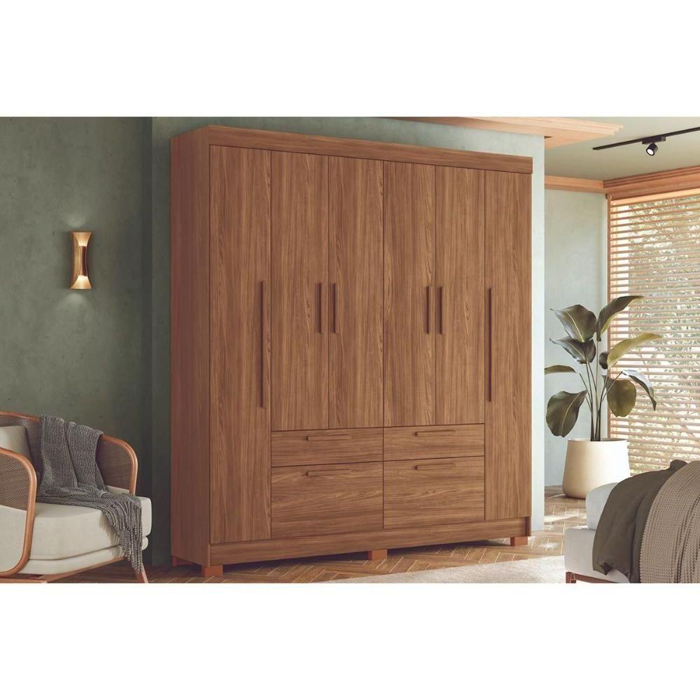 Guarda Roupa Casal 6 Portas E 4 Gavetas C/ Pés Guarapuava 6.4 Jatobá - Santos Andirá - 1