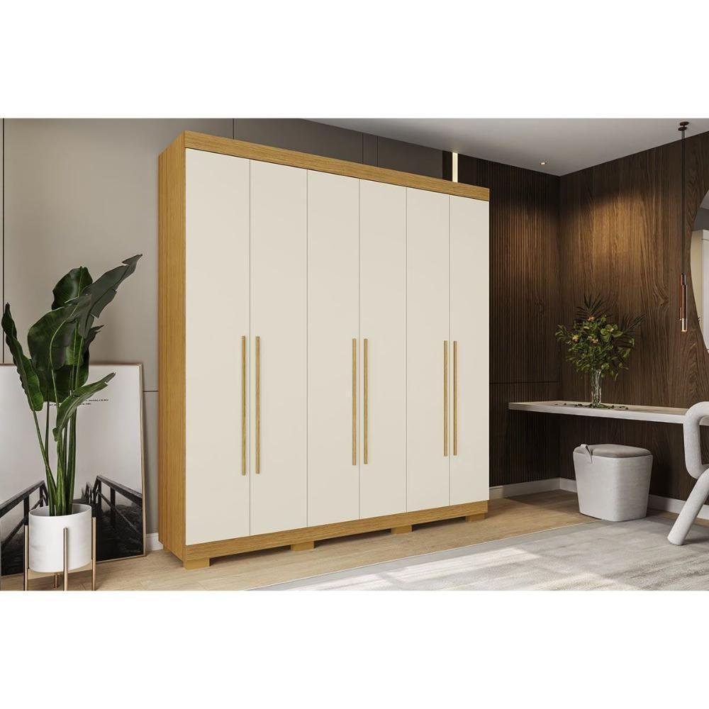 Guarda Roupa Casal 6 Portas E 3 Gavetas ágata Nature/off White - Acp - 1