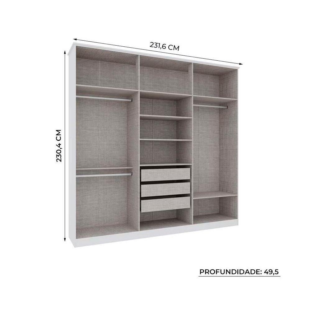 Guarda Roupa Casal 6 Portas E 3 Gavetas Ph 1803 Branco - Herval - 2