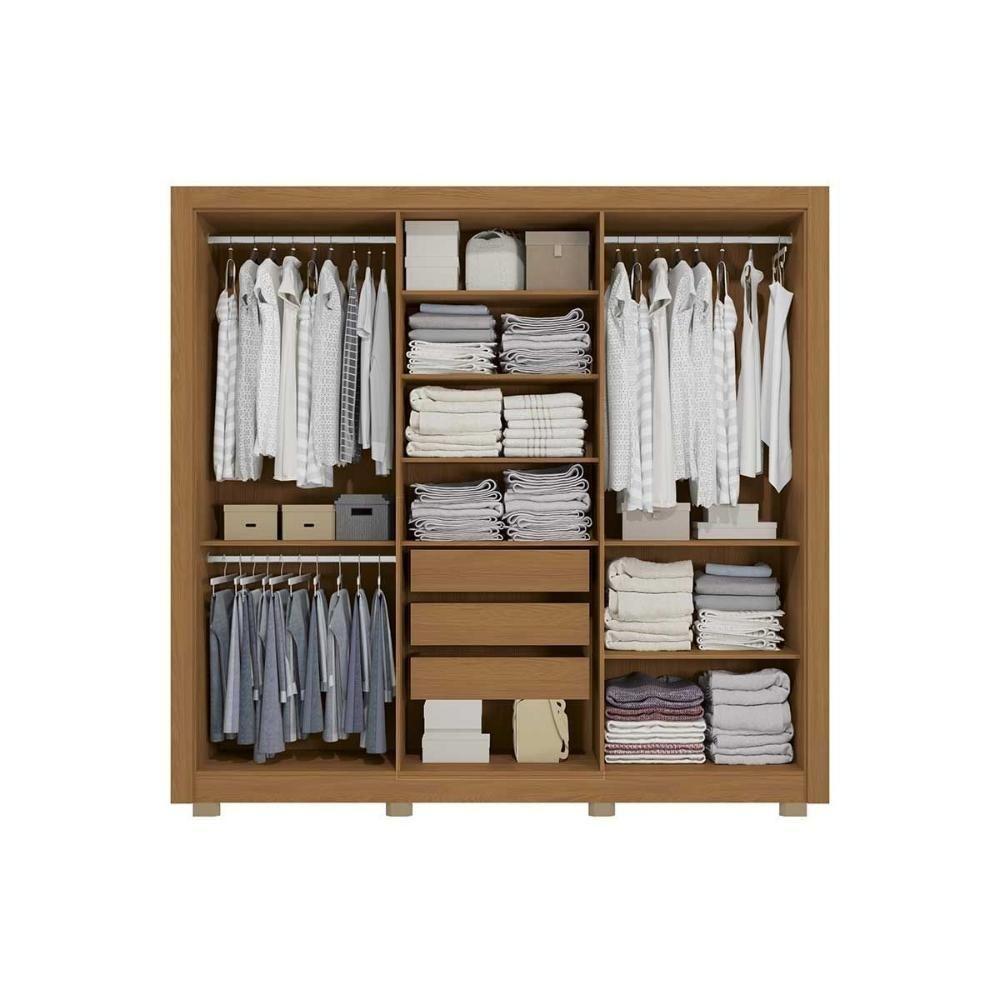 Guarda Roupa Casal 6 Portas E 3 Gavetas C/ Pés Cb04m569 Nogueira/fendi - Kappesberg - 4