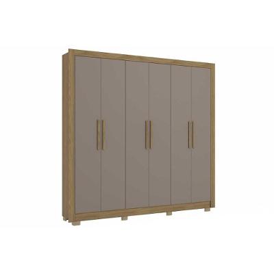 Guarda Roupa Casal 6 Portas E 3 Gavetas C/ Pés Cb04m569 Nogueira/fendi - Kappesberg