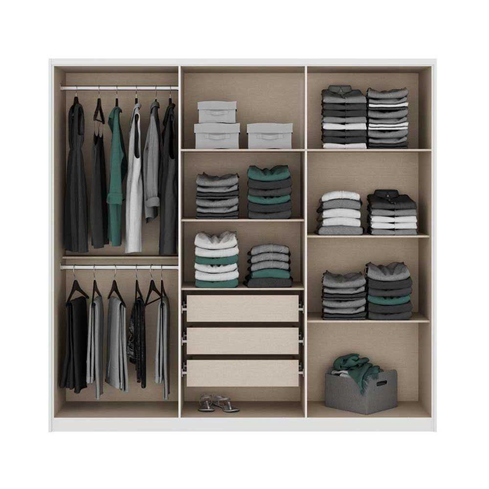 Guarda Roupa Casal 6 Portas E 3 Gavetas C/ Pés Belmont 1154 Freijo/cinza - Carraro - 7