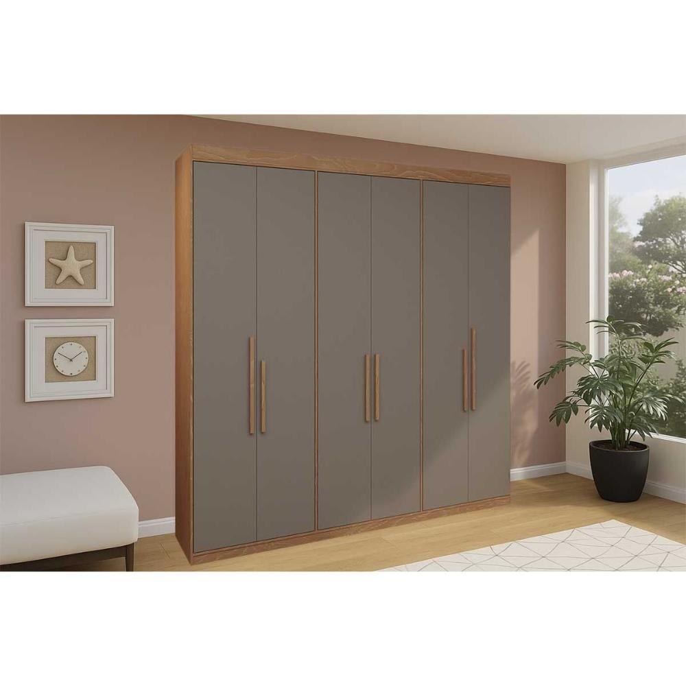 Guarda Roupa Casal 6 Portas E 2 Gavetas Ph 1804 Carvalho/fendi - Herval - 1