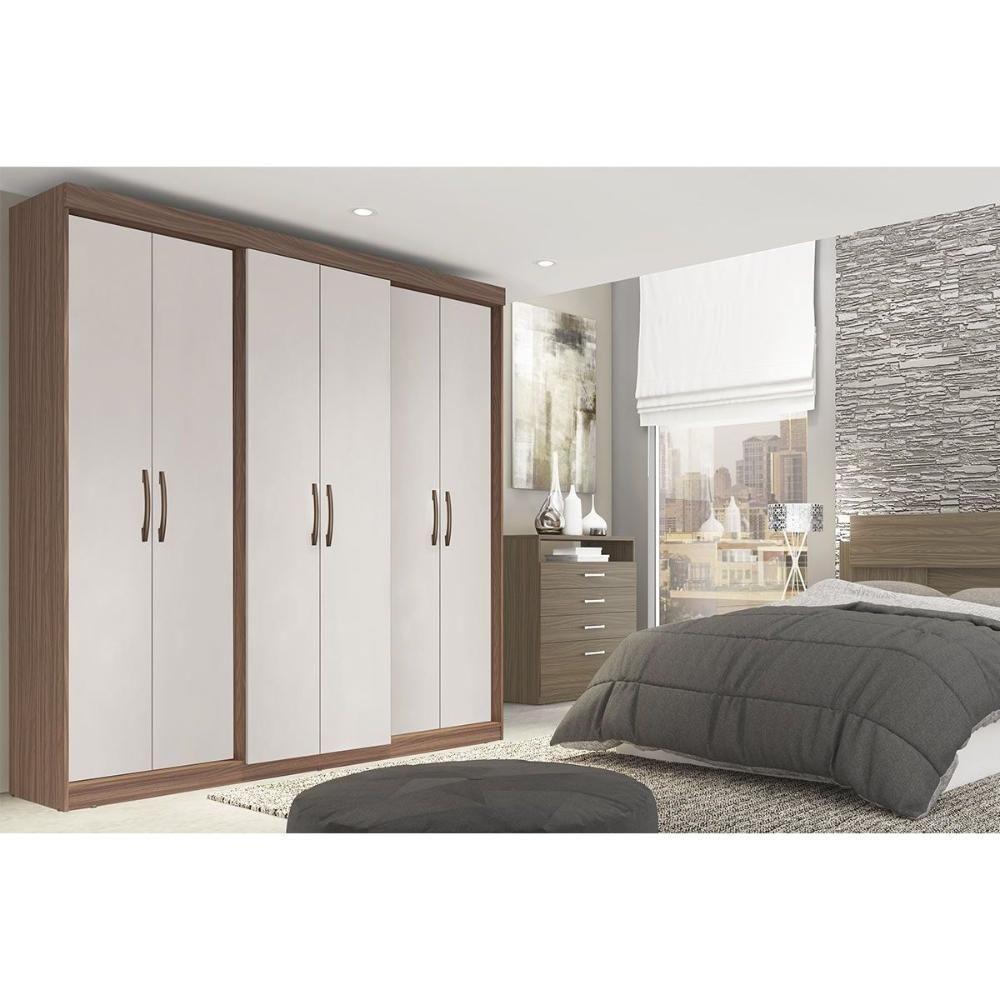 Guarda Roupa Casal 6 Portas E 2 Gavetas Ph 1675 Nogueira/off White - Herval - 1