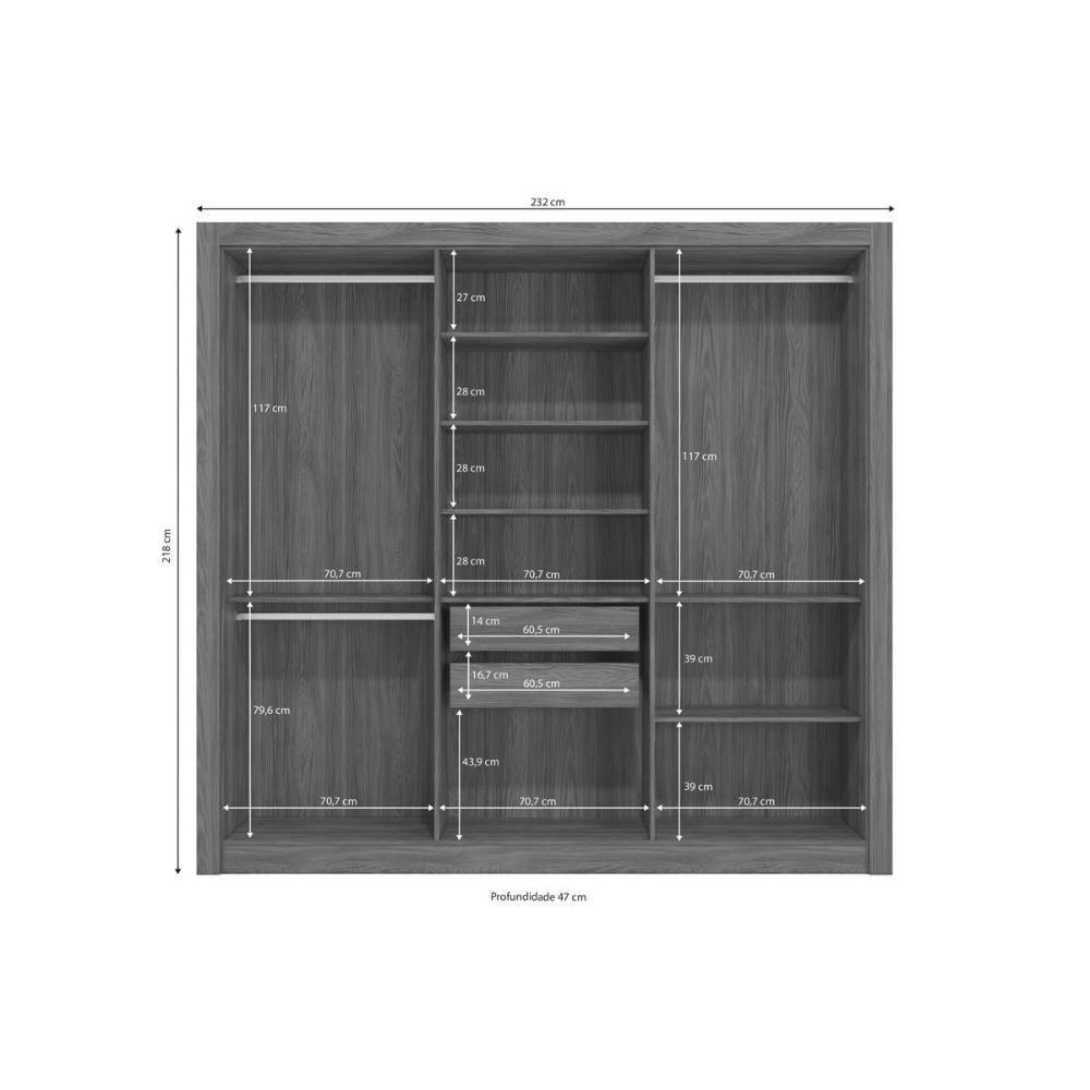 Guarda Roupa Casal 6 Portas E 2 Gavetas M569 Canela - Kappesberg - 3