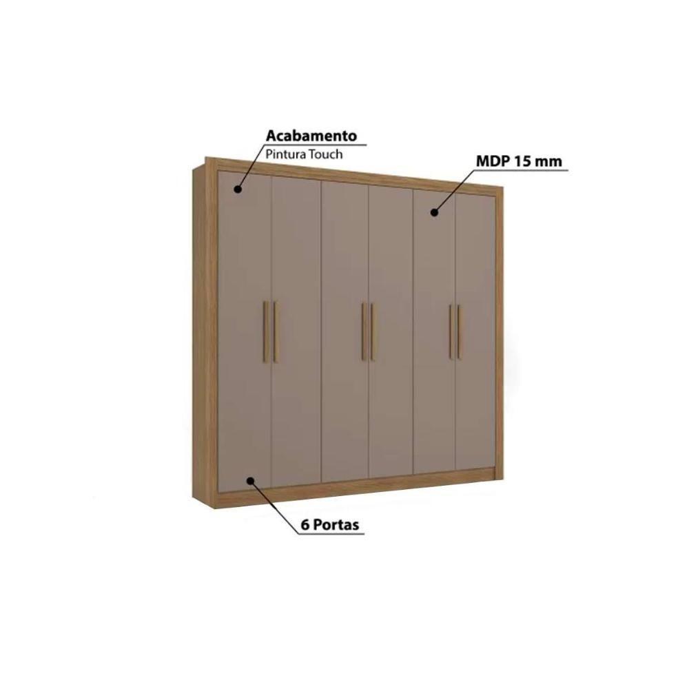 Guarda Roupa Casal 6 Portas E 2 Gavetas M569 Canela - Kappesberg - 6