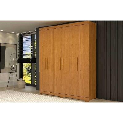 Guarda Roupa Casal Lana 6 Portas de Bater 2 Gavetas Cinamomo MDF ACP Móveis