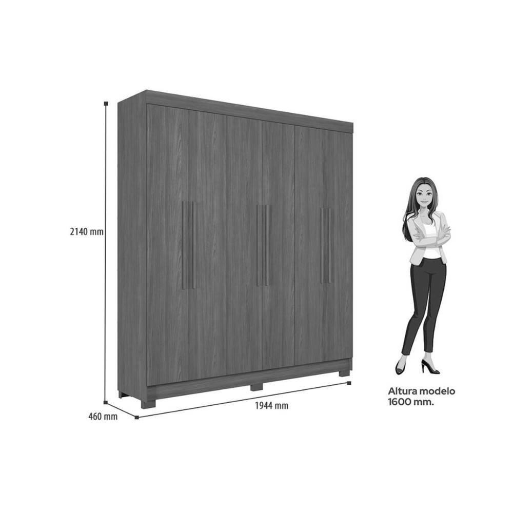 Guarda Roupa Casal 6 Portas E 2 Gavetas C/ Pés Toledo Jatoba/areia - Santos Andirá - 8