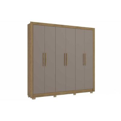 Guarda Roupa Casal 6 Portas E 2 Gavetas C/ Pés Cb02m569 Nogueira/fendi - Kappesberg