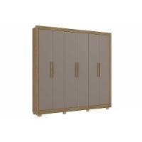 Guarda Roupa Casal 6 Portas E 2 Gavetas C/ Pés Cb02m569 Nogueira/fendi - Kappesberg - 1