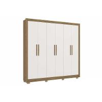 Guarda Roupa Casal 6 Portas E 2 Gavetas C/ Pés Cb02m569 Nogueira/branco - Kappesberg - 1