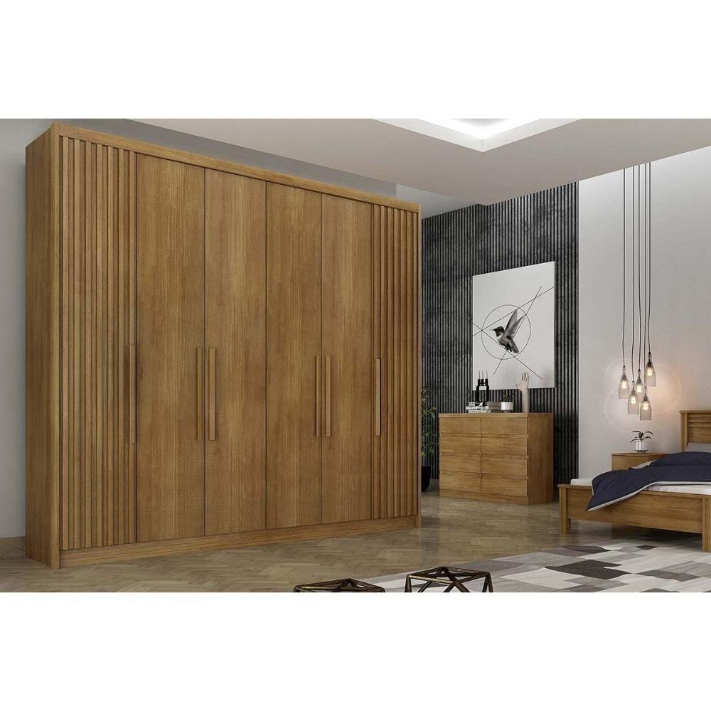 Guarda Roupa Casal 6 Portas (2 Ripadas) E 8 Gavetas Bolonha/santoro Cumaru 23 - Novo Horizonte - 1