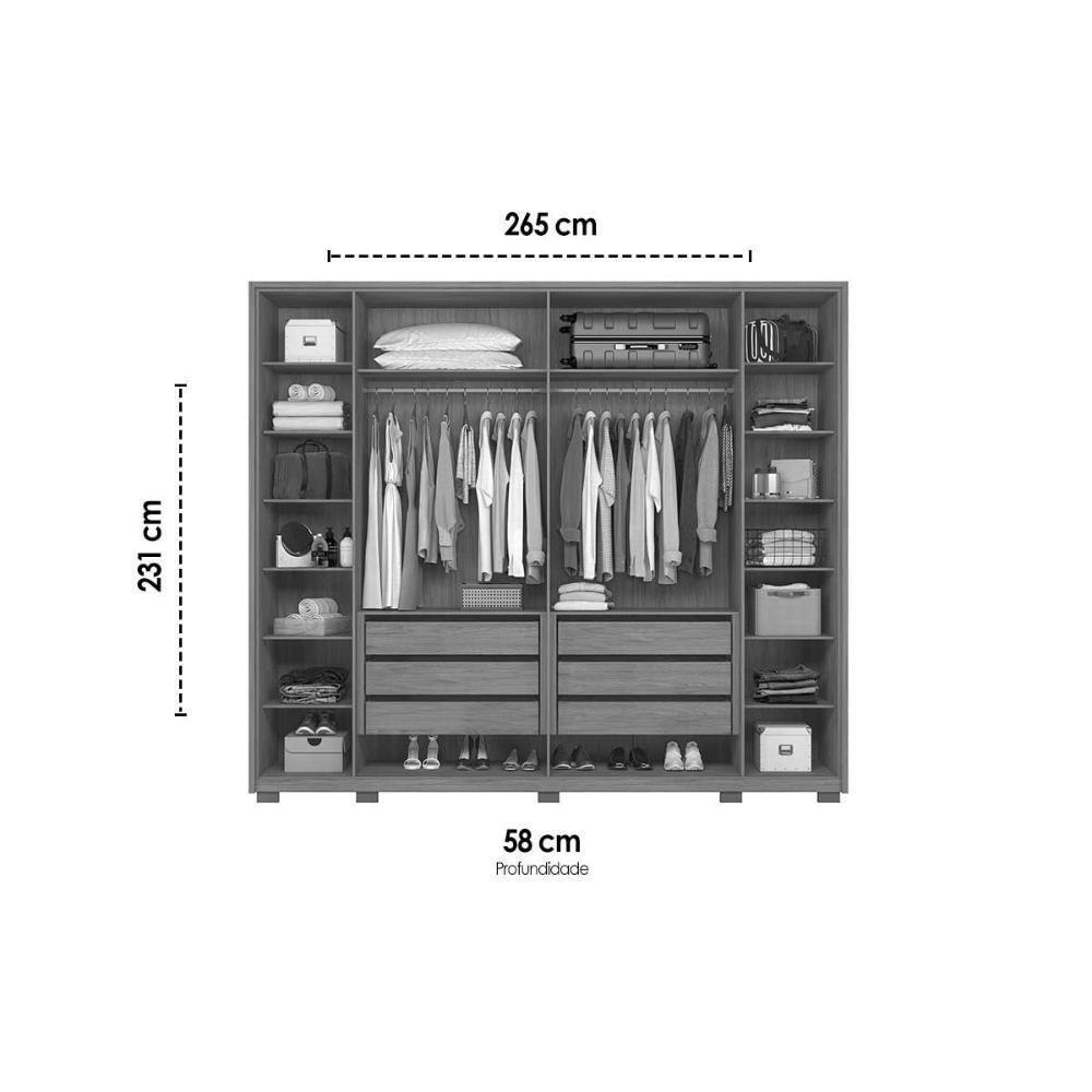 Guarda Roupa Casal 6 Portas (2 Ripadas) E 6 Gavetas Poseidon Freijo/off White - Caemmun - 2